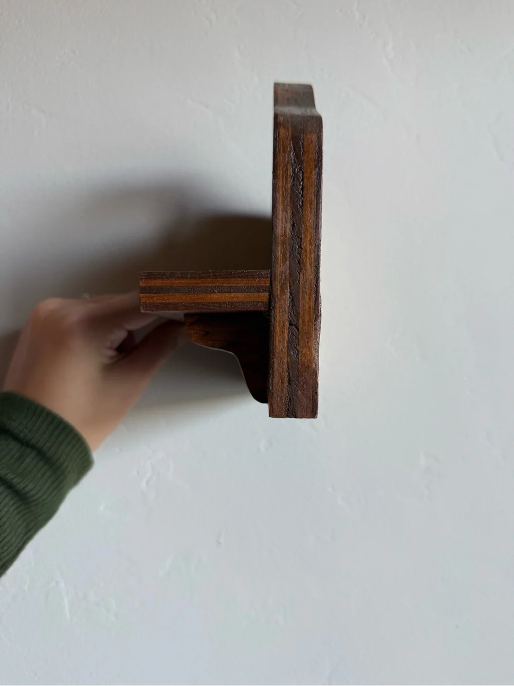 Cottagecore Handcrafted Wooden Heart Shelf - Brown Wall Accent